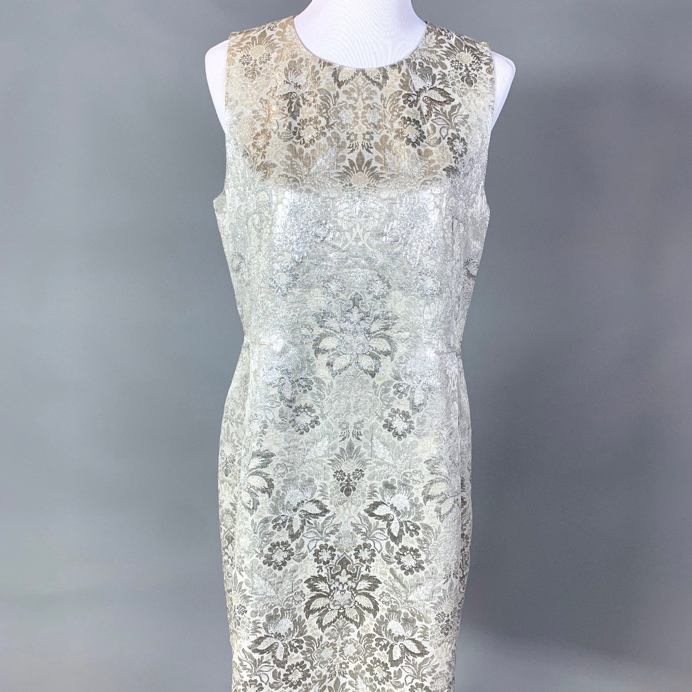 DKNY Silver Brocade Cocktail Dress